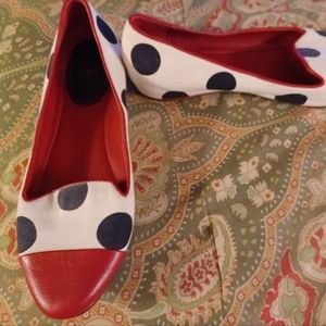 Johnston & Murphy 7.5 7 1/2 red white flats loafers shoes